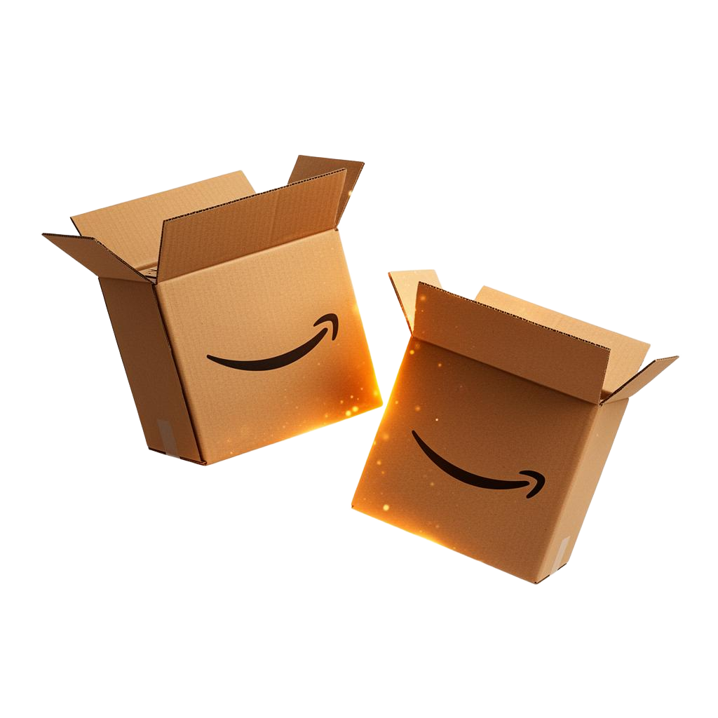 Amazon FBA Pakete mit goldenem Lichtschein